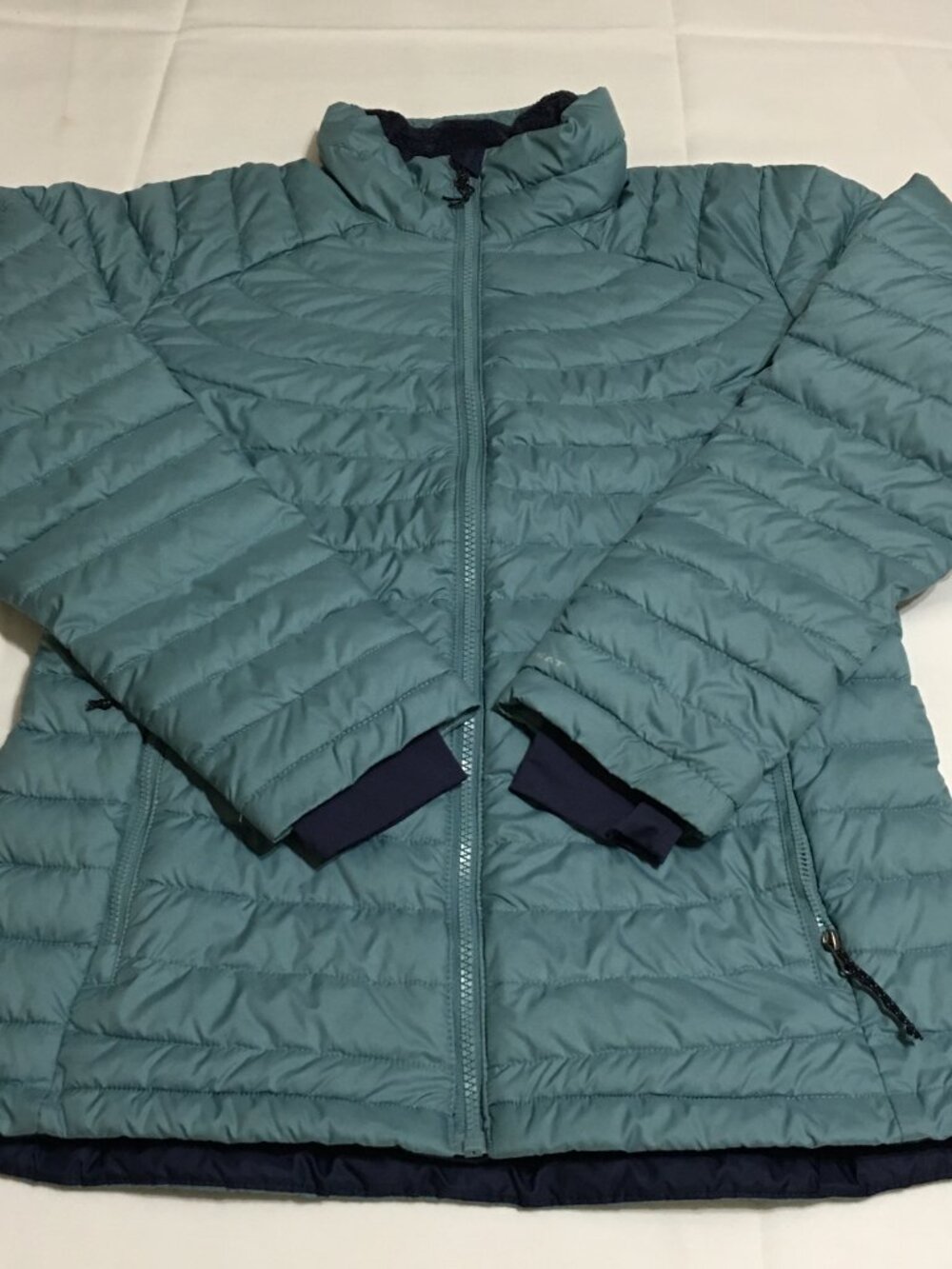 Columbia White Out II Puffer Jacket Womens Large Teal Omni Heat Full Zip